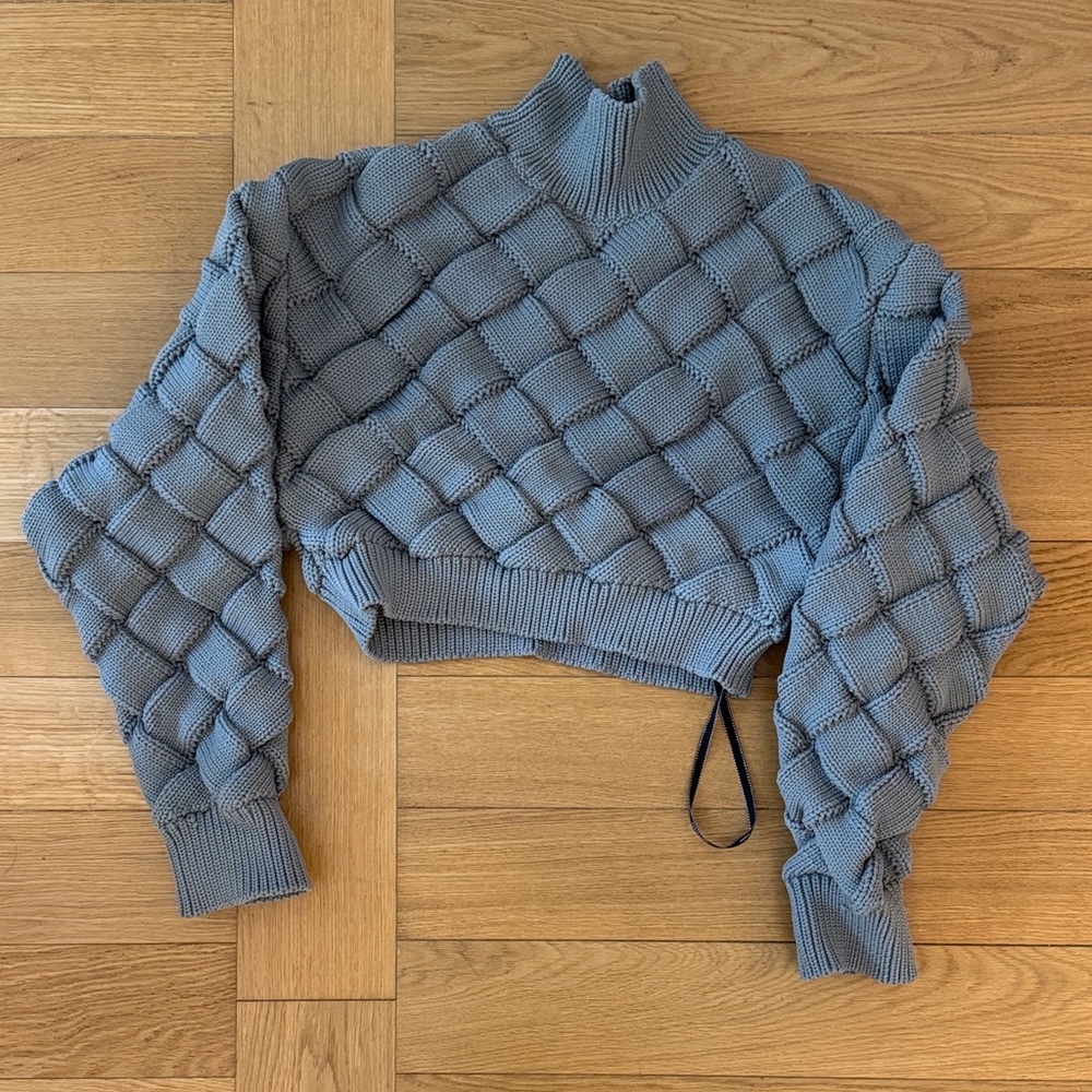 Herve Leger Blue Quilted Women's Sweater